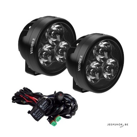 Paire de LED Vision X Cannon Rond 90mm avec harnais