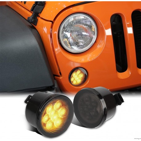 Black E-Mark Led Front Turn Signals for Jeep JK ( 2 pcs )